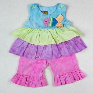 Tiered 2pc pant outfit w/ fish details